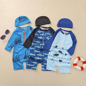 Maillots de bain pour femmes 2024 Baby Boys Summer Outdoor Beach Natation Vêtements One Piece Costumes à manches longues respirant séchage rapide maillot de bain