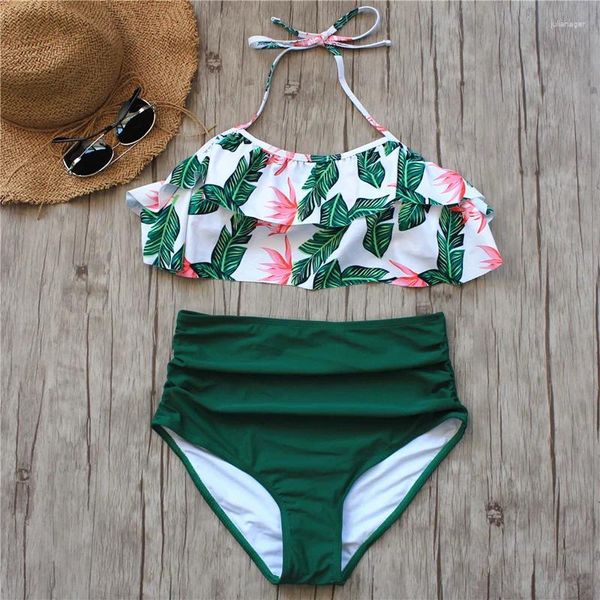 Swimwear féminin 2024 Bikinis Femmes High Waist Swimsuit Halter Sexy Bikini Set Retro Bathing Troist Plus taille 3xl