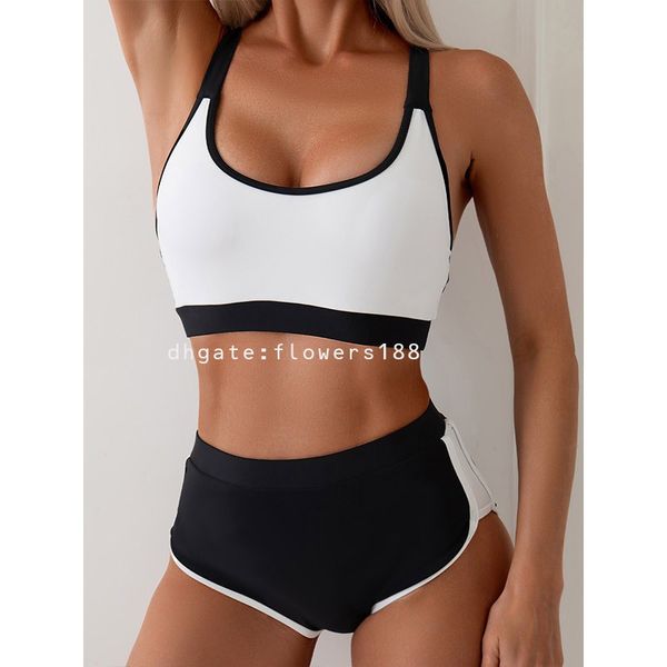 Traje de baño para mujer 2024 Contraste en blanco y negro Traje de baño dividido atlético Bikini para mujer Bikini de una pieza Bikini naranja P Bikini Bragas Bikini Piezas Bikini Rosa