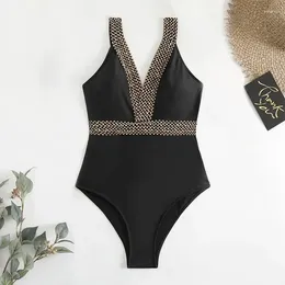 Swimwear Women 2024 Black Patchwork One Piece Massuit de maillots de bain VELOG CASSIGNE COLIC COSSEND