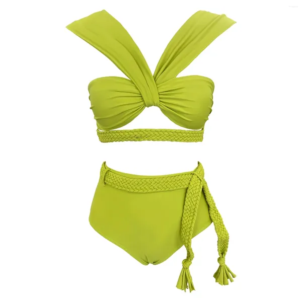 Swimwear Women 2024 Bikini Bikini Swimsuit High With With Belt For Women Coup Two Piece Bathing Troist Push Up Summer Femme