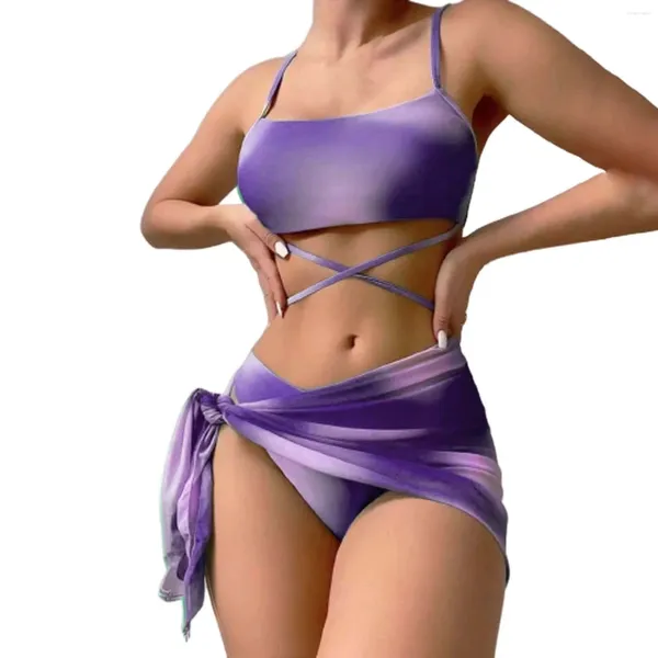 Sweetwear 2024 Vêtements Slip de Triangle transparent sexy 3 Piece avec Slit Beach Swimsuit Bikini Tankini ensembles pour la couverture de maillot de bain garçons