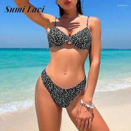 Swimwear Women 2024 Dot Imprimer sous-à-terre push up Up Sexy Bikini Fashion Sling Backless Small Bust Sweet Summer Triangle Split Beachwear