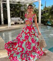 Traje de baño para mujer 2024 elegante 3 piezas traje de baño de mujer con falda de cintura alta encubrimiento faldas femeninas moda vestido impreso ropa de playa