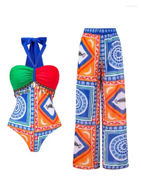 Maillots de bain pour femmes 2024 Mode style ethnique imprimé maillot de bain une pièce femmes sexy taille haute bikini push up pour le Brésil Beach Resort
