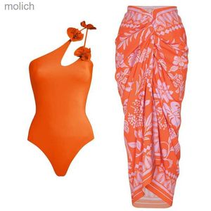 Swimwear Women 2024 Flower Hollowen Swimwear With Cover Up Luxury Woman Swimsuit Off Bathings Cuit Push Up Up Bikini Summer Suits Beachwear WX
