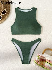 Swimwear Women 2024 High Neck Brazilian jambe coupée bikini féminine maillot de bain à deux pièces set Bather Bathing mail nage v5343