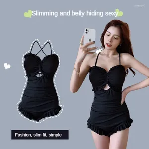 Swimwear de mujeres 2024 Instagram coreano One Piece Sexy Conservative Cover Bancan Show Slim Fairy Spring Beach Swimsuit