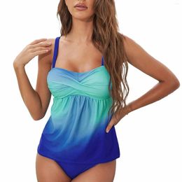 Damesbadmode 2024 Grote Conservatieve Tie Dyed Strap Surf Tankini Set Vintage Bikini