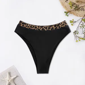 Maillots de bain pour femmes 2024 imprimé léopard bas de bikini sexy taille haute pantalon mode tissu uni nylon matériel été monokini