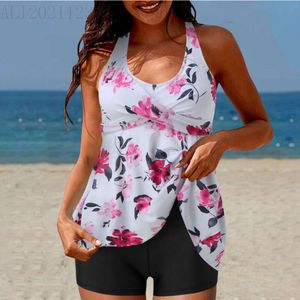 Swimwear féminin 2024 Nouveau bikini hors épaule Multi couleur grande Split Print Two Gwaysuit en deux pièces