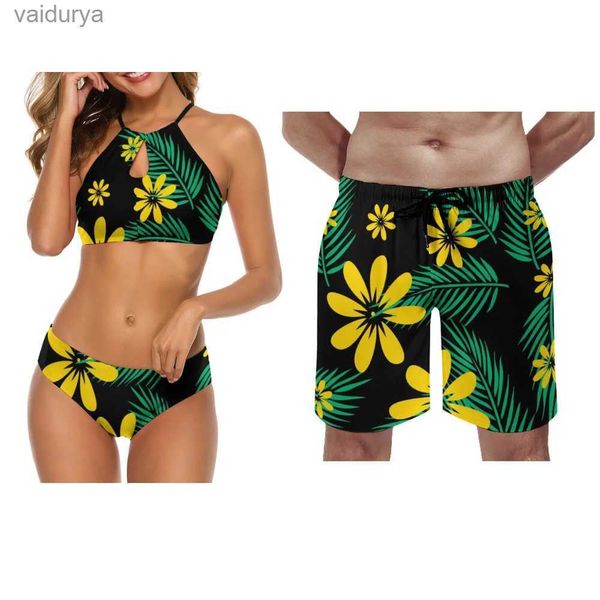 Traje de baño para mujer 2024 nuevo bikini verano sexy traje de baño playa push-up personalizado polinesio pareja pantalones cortos para hombre yq240330