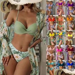 Dames Zwemkleding 2024 Nieuw Punt Driedelige Overer Lange mouw Split Bikini Zwemmen Drop Levering Kleding Dameskleding Ot6Rk