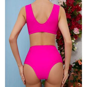 Swimwear Women 2024 Nouveau bikini de taille haute sexy set une épaule de maillot de bain féminin de maillot de bain à volants à volants de secours push