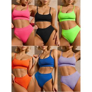 Swimwear de mujeres 2024 Nuevo color sólido Color alto Pit bikini bikinwear bikinib034