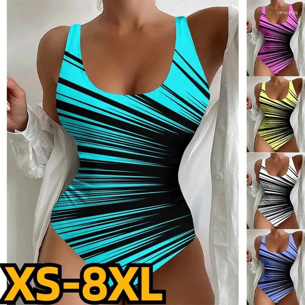 Swimwear féminin 2024 Saisie de bain monokini une pièce Sports Sports Sexy Sweet High Waited for Big Busts Print