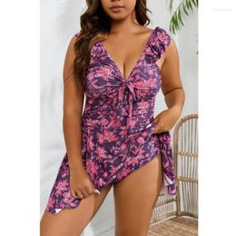 Swimwear féminin 2024 Suite de maillot de bain en une pièce plus taille Femme Robe de natation tankinis Talmy Control V Neck Bathing mail