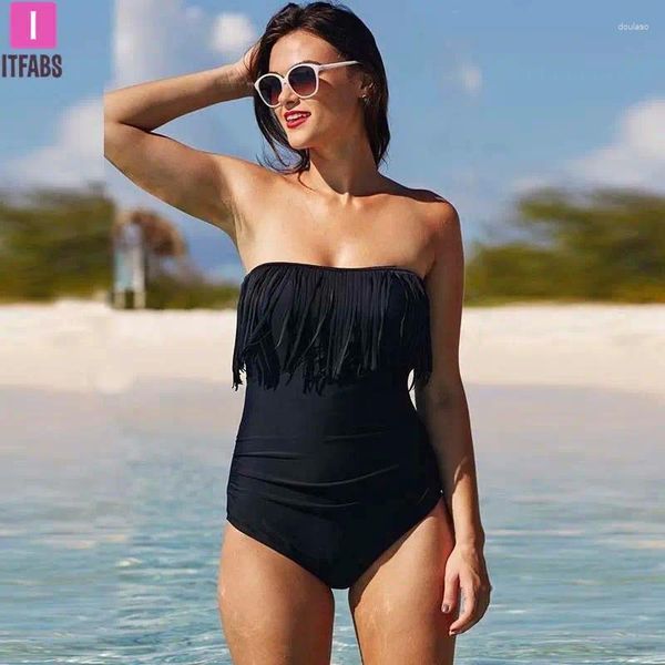 Maillots de bain pour femmes 2024 Plus Taille One Piece Costumes Femmes Taille haute Gland Noir Maillot de bain Bikinis Maillot de bain Bandage Swim 4XL