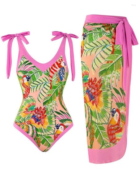 Swimwear 2024 Print String 2 pièces de maillot de bain avec jupe de plage de la plage