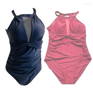 Dameszwemkleding 2024 Push Up Women One Piece Swimsuit Sexy Patchwork Plus Size Bodysuit Vrouw Monokini Bikini