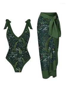 Trajes de baño para mujeres 2024 Retro Impreso One Piece Traje de baño Fashion Lace Up Bikini Traje de baño elegante Beachwear para mujeres Trajes de playa
