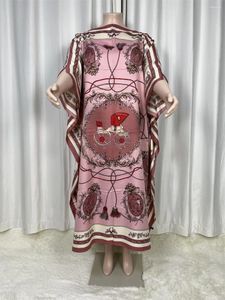 Dames Zwemkleding 2024 Saoedi-Arabische Sjaal Losse Print Zijden Maxi-jurk Zomer Strand Boheems Gewaad Afrikaanse Kaftan Kimono Korte mouw C29