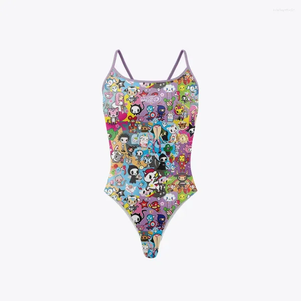 Traje de baño para mujer 2024 Bikini sexy Correa delgada Traje de baño triangular de una pieza Función deportiva Competición de entrenamiento Secado rápido C