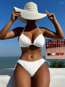 Swimwear Women 2024 Sexy Bikini Femmes Solide Lace Solide Upless Micro Swimsuit Pouss