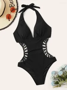 Swimwear Women 2024 Sexy Cross One Piece MAINTURE NOIR COUPE FEMMES BATUIT