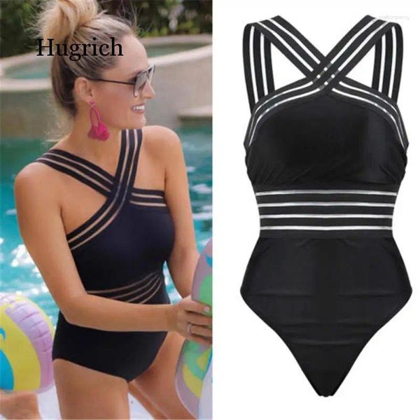 Swimwear Women 2024 Sexy un morceau de maillot de bain Femme Bikini Set High Neck Bandage Cross Back Monokini Bathing Bathing Trots