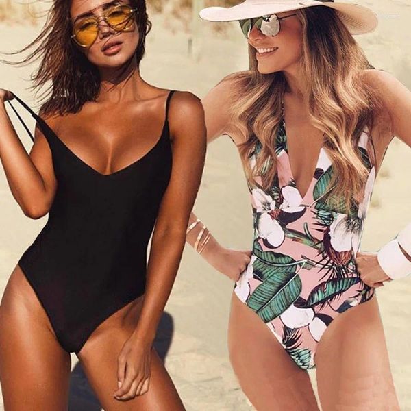 Swimwear de mujeres 2024 SEXY ONE PIEZA Mujeres Mujeres Femeninas Tadio de baño de monokini negro sin espalda