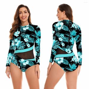 Dames Badmode 2024 Sexy Zomer Womens Rash Guard UPF 50 Swim Shirt Een Stuk Daving Badpak Badpak Beach Wear bodysuit