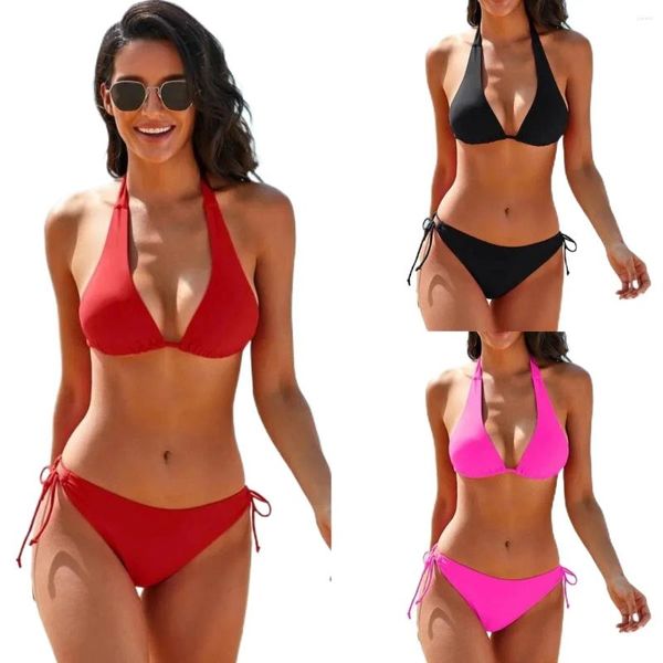 Swimwear Women 2024 Solid Micro Bikini Set Push Up Summer Bathing Bathing Brazilian Beach Massuit de maillot Femme Biquine Brasileiro Femme