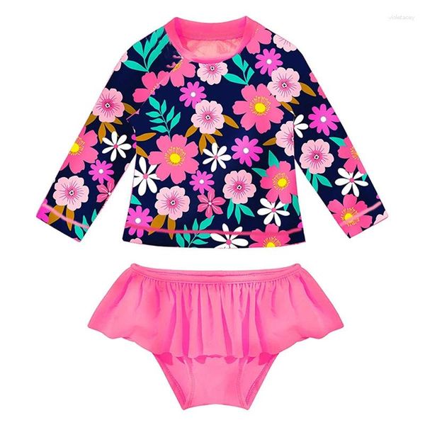 Trajes de baño para mujeres 2024 Sport Baby Girluit Nadates Ayuntando Outdoor Manga larga Top Briefs 2 PCS Niños Beach Sunspreen Kids Bating Clothing