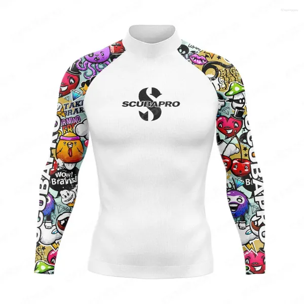 Swimwear féminin 2024 Été à manches longues pour hommes à manches longues Rashguard Swim T-shirt drôle upf 50 surf de plongée de plongée Sports Sports Gym de gymnase