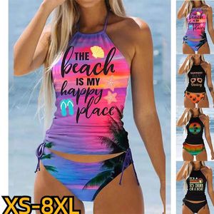 Swimwear féminin 2024 Summer Tankini Tankiny Sexy Beach Fashion Print Two Piece Suit