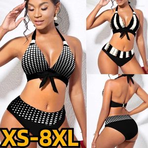 Damesbadmode 2024 Zomer Vrouwen Sexy Bikini Hoge Taille Bikini Set Badpak Tweedelig Vintage Print Badpak