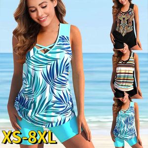 Maillots de bain pour femmes 2024 Tankini 2 pièces grande taille maillot de bain mince à fleurs ensemble de bikini maillots de bain coloré sexy / soutiens-gorge rembourrés