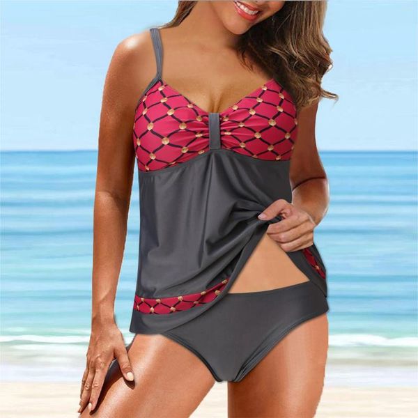 Swimwear 2024 Tankini Set Sexy Sexy Vintage Tummy Control Plus Taille en deux morceaux de maillot de bain concepteur de plage avec courts 5xl 5xl