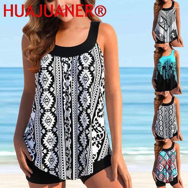 Traje de baño para mujer 2024 Traje de baño de dos piezas Mujeres Impreso Tankini Femenino Tamaño suelto Traje de baño Ropa de playa Natación Verano Vintage Monokini