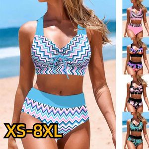 Maillots de bain pour femmes 2024 Femmes Taille Haute Tankini Summer Design Impression Maillot De Bain Bikini Maillot De Bain Deux Pièces Ensemble Plage Weart XS-8XL