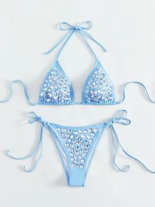 Swimwear féminin 2024 Femmes Luxurious Swacet Bikini Bleu