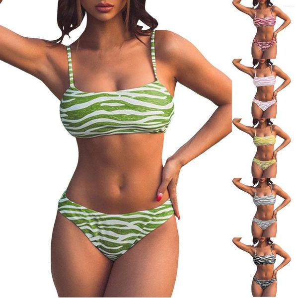 Swimwear de mujeres 2024 Mujeres impresas sexy lindo bikini trajes de baño de bikini altos push up de dos piezas 2xl trajes de baño para