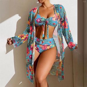 Swimwear féminin 2024 MAISON FEMMES MAISONS TROIS PIÈCES BIKINI SUMBRE PRINT SEXY SEXY PLACE Wear Cover Up Bathing Full