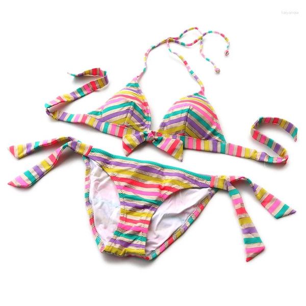 Swimwear de mujeres 2024 Femenina Triángulo Bikini rayado Set de bañación de baño brasileño