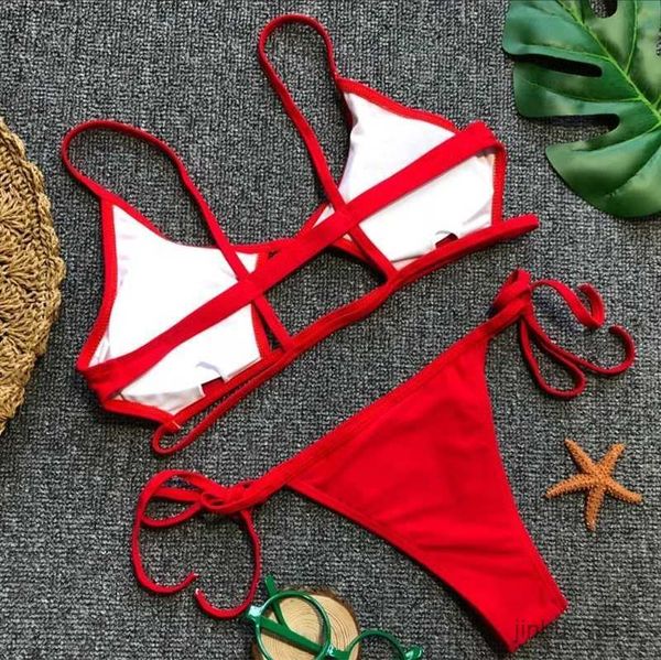 Trajes de baño para mujeres 2024 Mujeres acanaladas cortadas bikini set de bíjanas swimwear sexy bikini bikini trajes de dos piezas