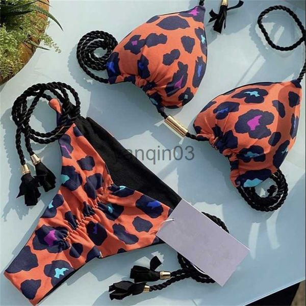 Traje de baño de mujer (24 colores) Bikini estampado sexy 2023 Traje de baño de mujer trenzado Correa Split Micro Bikinis Traje de baño brasileño Trajes de baño de mujer J230603