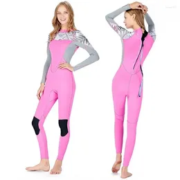 Traje de baño para mujer Traje de neopreno de 2 mm para mujer Mangas largas de una pieza Protector solar cálido Snorkel Natación Deriva Surf Traje de buceo