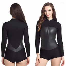 Traje de baño para mujer 2mm Mujeres de manga larga Neopreno Traje de buceo de una pieza Protección solar Traje de neopreno para surfear Anti-UV mojado