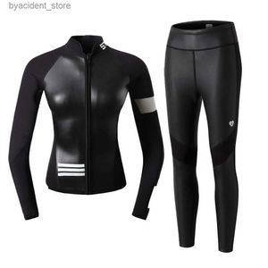 Maillots de bain pour femmes 2mm Femmes Veste de surf à manches longues Split Vêtements de plongée Pantalons longs Garder au chaud Plongée en apnée Combinaison de plongée en néoprène Maillots de bain L240308